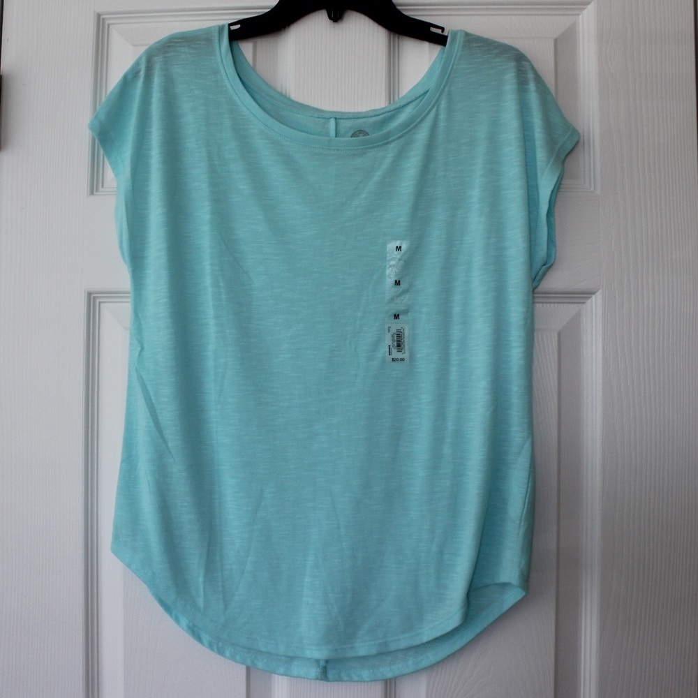 SO Light Blue Scalloped Hem Dolman Tee